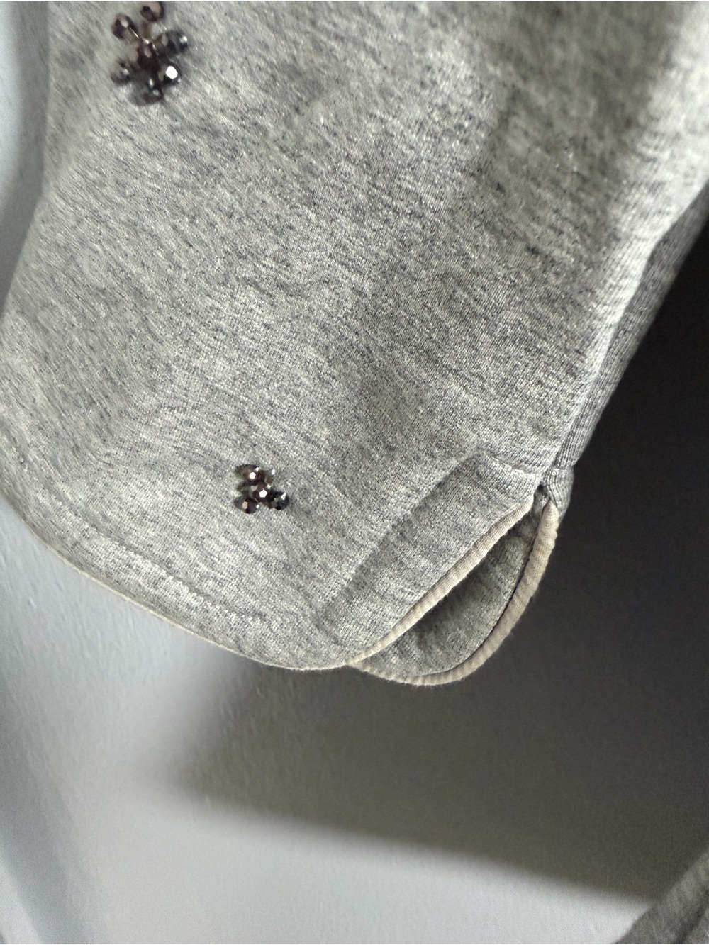 Gray Knit Blazer Jacket with Embellished Embroidery NEW - Picture 5 of 8